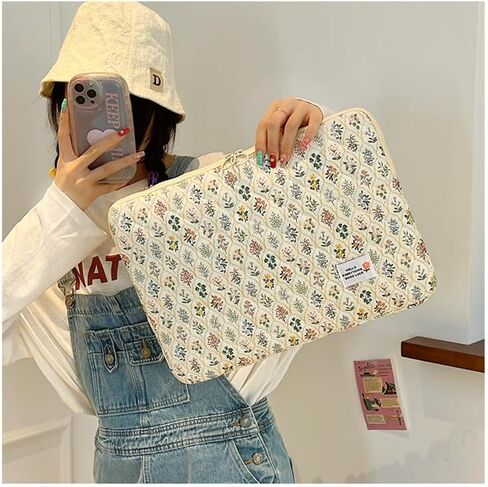 Large Flower Laptop Sleeve Computer Bag Floral Protective Soft Padded Computer Carrying Case Zipper Cover Notebook Bag (#1) in Saudi Arabia