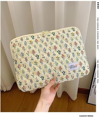 Large Flower Laptop Sleeve Computer Bag Floral Protective Soft Padded Computer Carrying Case Zipper Cover Notebook Bag (#1) in Saudi Arabia