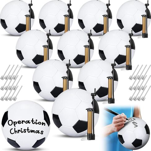 Jenaai 9 Pack Size 5 Deflated Soccer Ball Bulk Operation Christmas Blank Autograph Soccer Ball Child Gift Official Soccer Ball with Pump Needle for Signing Training Game Match Birthday Gift in Saudi Arabia