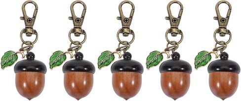CHGCRAFT 5pcs Wooden Acorn Nut Box Keychain Disconnectable Ebony Decoration with Alloy Lobster Claw Clasps for DIY Keychain Necklace Crafting Jewelry Making, Camel, 2.6inch in Saudi Arabia