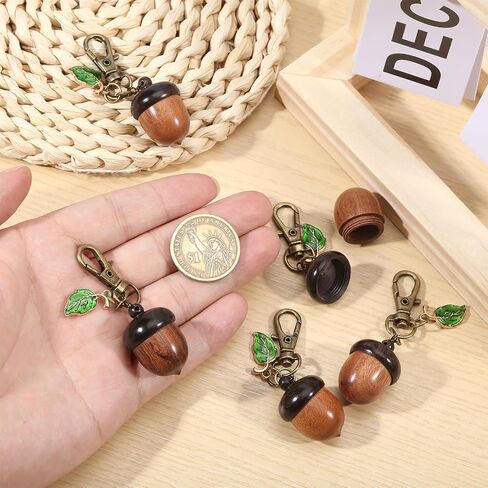 CHGCRAFT 5pcs Wooden Acorn Nut Box Keychain Disconnectable Ebony Decoration with Alloy Lobster Claw Clasps for DIY Keychain Necklace Crafting Jewelry Making, Camel, 2.6inch in Saudi Arabia