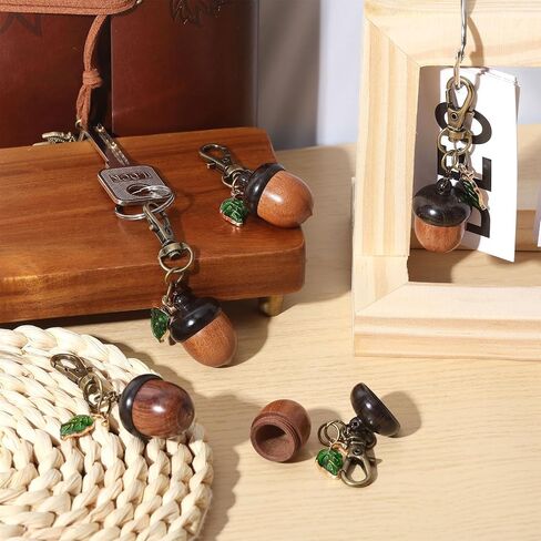 CHGCRAFT 5pcs Wooden Acorn Nut Box Keychain Disconnectable Ebony Decoration with Alloy Lobster Claw Clasps for DIY Keychain Necklace Crafting Jewelry Making, Camel, 2.6inch in Saudi Arabia
