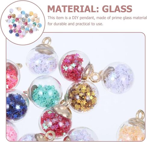 100pcs Glitter Star Glass Ball Charms - Sparkling Sequin Filled Beads for DIY Jewelry Making - Perfect for Earrings, Necklace Pendants & Craft Projects in Saudi Arabia