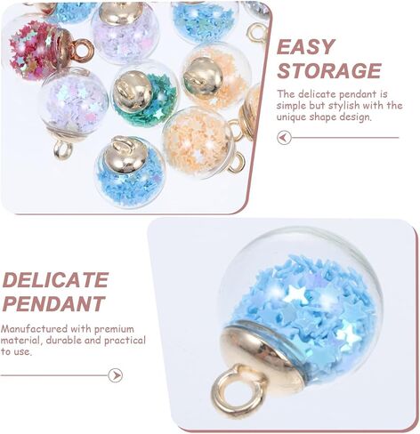 100pcs Glitter Star Glass Ball Charms - Sparkling Sequin Filled Beads for DIY Jewelry Making - Perfect for Earrings, Necklace Pendants & Craft Projects in Saudi Arabia