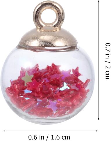 100pcs Glitter Star Glass Ball Charms - Sparkling Sequin Filled Beads for DIY Jewelry Making - Perfect for Earrings, Necklace Pendants & Craft Projects in Saudi Arabia