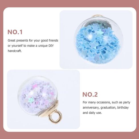 100pcs Glitter Star Glass Ball Charms - Sparkling Sequin Filled Beads for DIY Jewelry Making - Perfect for Earrings, Necklace Pendants & Craft Projects in Saudi Arabia