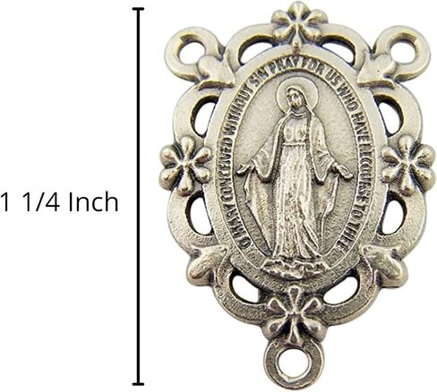Needzo Silver Toned Miraculous Medal Rosary Centerpiece Charm, Jewelry Making Kit for Adults, Pack of 3, 1 1/4 Inch in Saudi Arabia