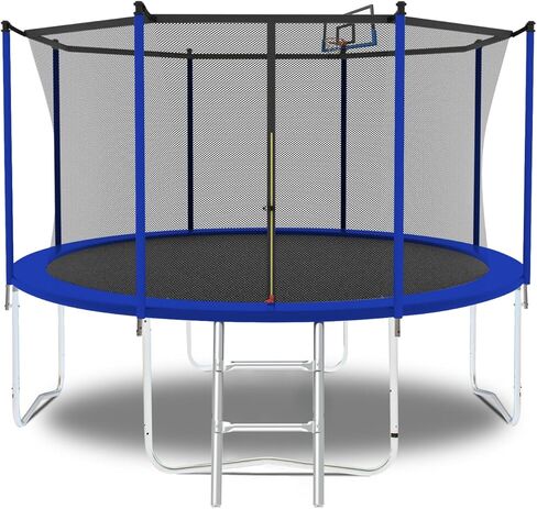 Livavege Trampolines 8FT 10FT 14FT 16FT Trampoline with Safety Enclosure Net & Ladder, Outdoor Trampoline for Kids and Adults, 400LBS, ASTM Approved in Saudi Arabia