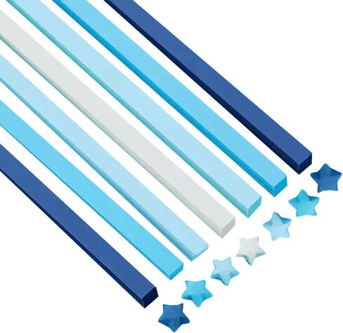 540Pcs Origami Star Paper Strips, Double-Sided Colored Paper for DIY Lucky Stars, Pre-Cut Wishing Star Craft Kit (Blue, 1) in Kuwait