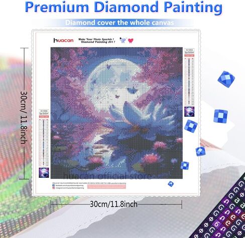 Huacan Diamond Painting Kits للبالغين 5D DIY منظر طبيعي كامل مربع AB الحفر القمر السماء الماس اللوحات مجموعة الفن للمنزل جدار ديكور الحجم 12 * 12 بوصة in Kuwait