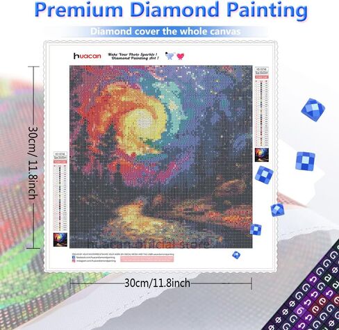 Huacan Diamond Painting Kits للبالغين 5D DIY منظر طبيعي كامل مربع AB الحفر القمر السماء الماس اللوحات مجموعة الفن للمنزل جدار ديكور الحجم 12 * 12 بوصة in Kuwait