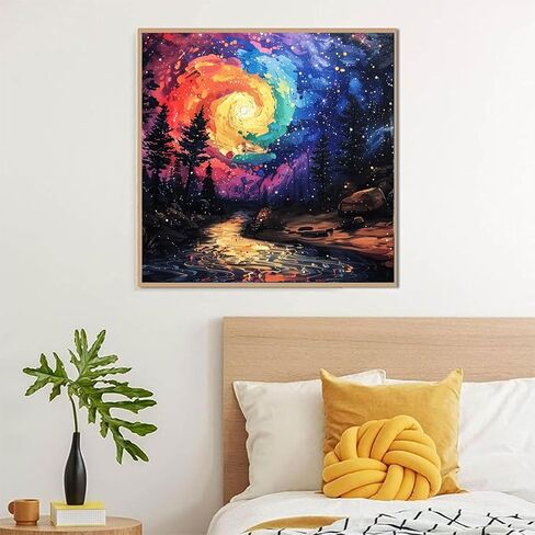 Huacan Diamond Painting Kits للبالغين 5D DIY منظر طبيعي كامل مربع AB الحفر القمر السماء الماس اللوحات مجموعة الفن للمنزل جدار ديكور الحجم 12 * 12 بوصة in Kuwait