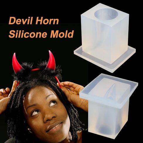 2 Packs Large Devil Horn Silicone Mold Devil Horn Resin Casting Mold Animal Horn Epoxy Mold Devil Horns Hair Clips Resin Mold for Clay Jewelry Resin Craft in Saudi Arabia