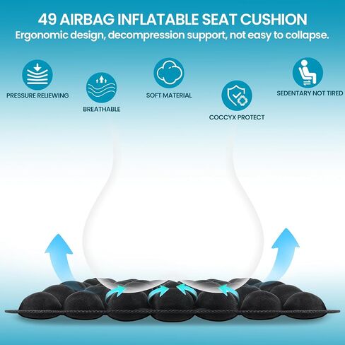 Sondur Travel Cushion, Inflatable seat Cushion, Suitable for Airplane Seats, Long-Distance Travel, Office wheelchairs and Other Portable seat Cushions (Black) in Saudi Arabia