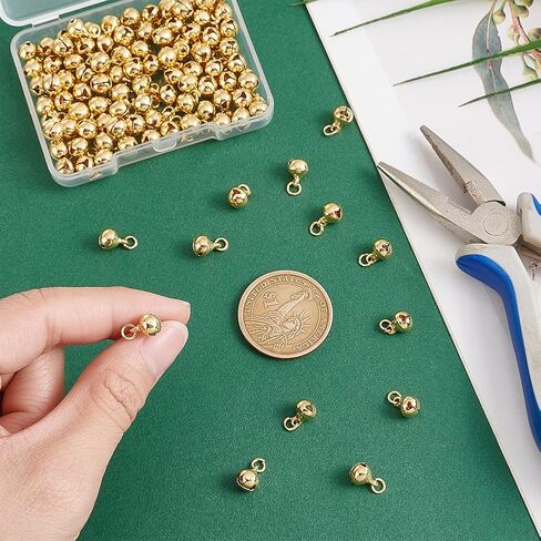 UNICRAFTALE about 100Pcs Real 18K Gold Plated Mini Bells Christmas Jingle Bell Dangle Charms Jewelry Making Charms for Necklace Bracelet Decor Pet Bell Dog Collar Bells Home Door Decor in Saudi Arabia