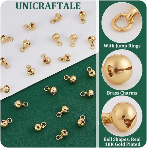 UNICRAFTALE about 100Pcs Real 18K Gold Plated Mini Bells Christmas Jingle Bell Dangle Charms Jewelry Making Charms for Necklace Bracelet Decor Pet Bell Dog Collar Bells Home Door Decor in Saudi Arabia