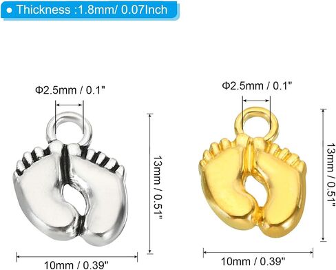 PATIKIL Footprint Charm, 100Pcs Mini Footprint Pendant Charm Bulk Vintage Metal Cute Designer DIY for Jewelry Making Bracelets Earrings Necklace Wedding Crafts,Gold Tone in Saudi Arabia