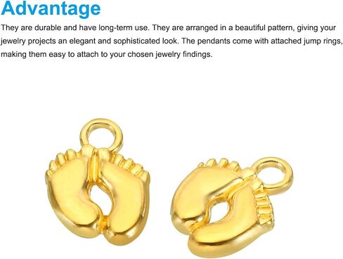 PATIKIL Footprint Charm, 100Pcs Mini Footprint Pendant Charm Bulk Vintage Metal Cute Designer DIY for Jewelry Making Bracelets Earrings Necklace Wedding Crafts,Gold Tone in Saudi Arabia