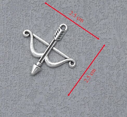 50 PCS Bow and Arrow Charms Metal 2.5 × 2.5 سم معلقات خمر لطيف لتصنيع المجوهرات DIY إيجاد أساور قلادة القلادة. in Saudi Arabia
