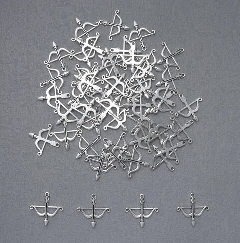 50 PCS Bow and Arrow Charms Metal 2.5 × 2.5 سم معلقات خمر لطيف لتصنيع المجوهرات DIY إيجاد أساور قلادة القلادة. in Saudi Arabia
