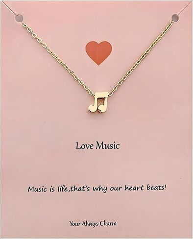 Music Note Necklace for Women Music Festival Outfits Women Music Lovers Gifts for Women With Meaning Card in Kuwait