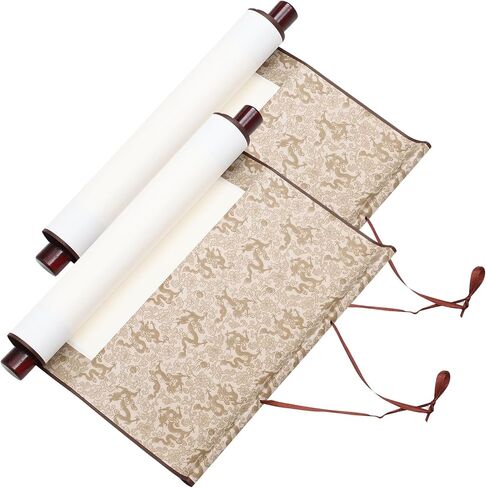 ورق الأرز منقوشة المناديل الورقية الفارغة المعلقة التمرير ورق الأرز الصينية شوان ورقة الفن مخطوطات الحائط لSumie Calligraphyor الخط 2PCS ورقة الأرز لفات ورق الأرز الفن in Kuwait