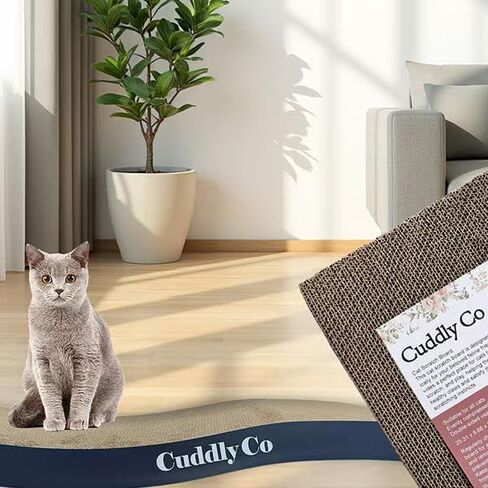 سرير خدش Cat لحماية الأثاث ، القطط الداخلية ، التدريب ، الورق المقوى المموج عكسه ، وسادة خدش الموجة مع أكياس النعناع البري ، والأزرق البحرية in Kuwait