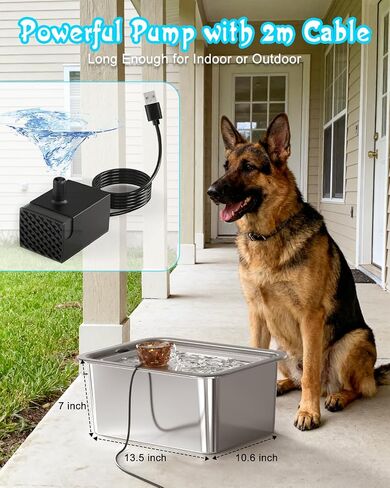 Dog Water Fountain for Large Dogs Stainless Steel 3 Gallon Big Pet Drinking Fountain with Filter, Electric Cat Watering Dispenser with Large-Filtration Area & Deeper Drinking Super Quiet in Kuwait