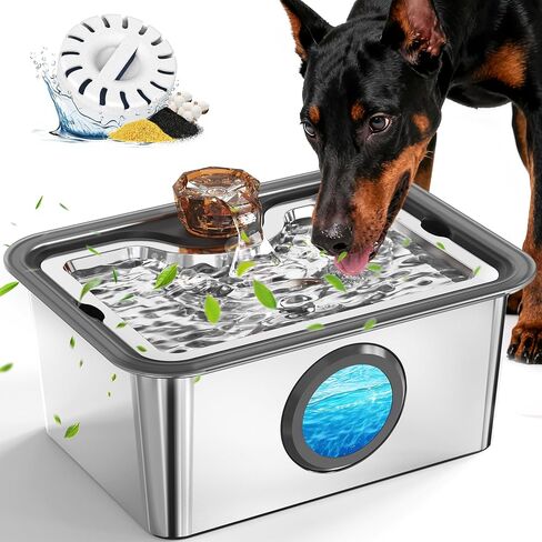 Dog Water Fountain for Large Dogs Stainless Steel 3 Gallon Big Pet Drinking Fountain with Filter, Electric Cat Watering Dispenser with Large-Filtration Area & Deeper Drinking Super Quiet in Kuwait