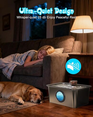 Dog Water Fountain for Large Dogs Stainless Steel 3 Gallon Big Pet Drinking Fountain with Filter, Electric Cat Watering Dispenser with Large-Filtration Area & Deeper Drinking Super Quiet in Kuwait
