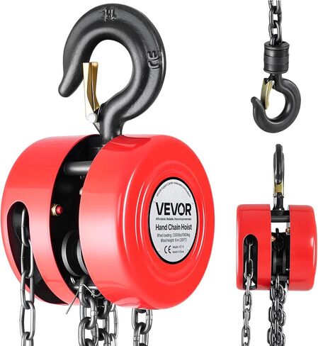 VEVOR Manual Chain Hoist | 1 Ton/2000 lbs Capacity | 10’ Lift | 2 Hooks | Manual Hand Lift Steel Chain Block Hoist (Black) in Saudi Arabia