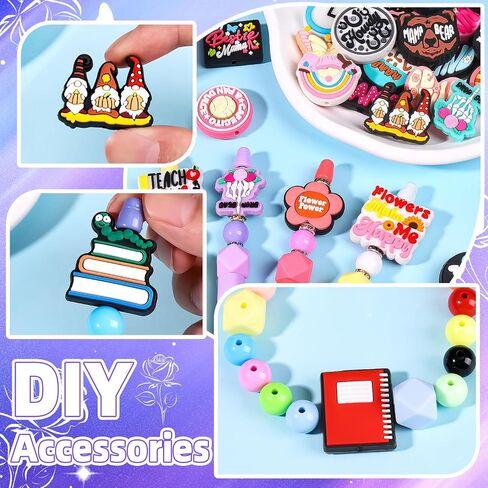 Kanmeii 200 PCS حبات بؤرية السيليكون لصنع القلم KIT-12 Beadable Abels 188 BOCAL BEADS لمفاتيح أسوار الحبل المجوهرات DIY (نمط مختلط) in Saudi Arabia