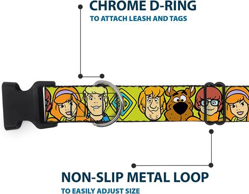 Scooby Doow Pet Pet ، مشبك بلاستيكي من طوق الكلاب ، ووجوه شخصية Scooby doo عن قرب باللون الأخضر ، من 11 إلى 16.5 بوصة 1.0 بوصة in Saudi Arabia