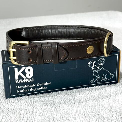 K9 Heavy Dicked Handmade Heline Card Dog Twlar 100 ٪ من أجهزة النحاس ، للكلاب الصغيرة والمتوسطة والكبيرة و XL. يشمل جلود التفاح Airtag Cog Confction جيب. (كبير) in Saudi Arabia