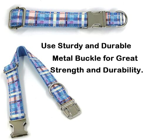 Love Dream Bow Tie Dog Collar with Metal Buckle Adjustable Dog Collar with Bowtie for Small Medium Large Dogs (Large, Plaid) in Kuwait