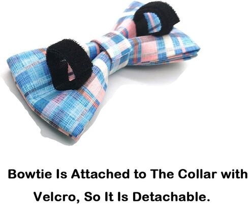 Love Dream Bow Tie Dog Collar with Metal Buckle Adjustable Dog Collar with Bowtie for Small Medium Large Dogs (Large, Plaid) in Kuwait
