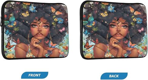 ALAZA Black Woman Large Afro Colorful Butterflies Flowers Laptop Sleeve Bag Waterproof Protective Notebook Case, 13-13.3, 14 inch in Saudi Arabia