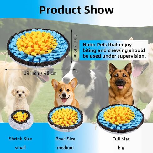 Snuffle Mat for Dogs, Large Dog Snuffle Mat 19'' x 19'' Enrichment Interactive Dog Puzzle Toys for Dogs Cats Encourage Natural Foraging Skills and Olfactory Training Stress Relievers Blue-Yellow in Kuwait