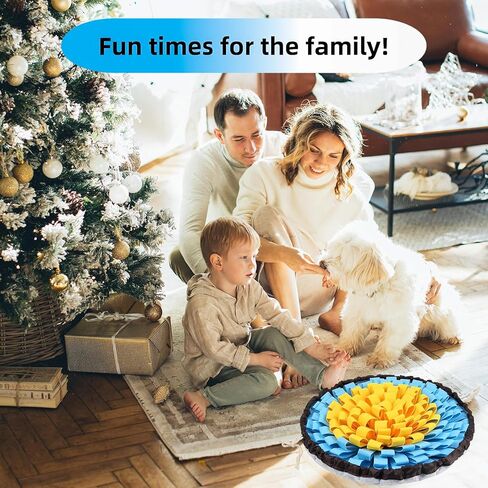 Snuffle Mat for Dogs, Large Dog Snuffle Mat 19'' x 19'' Enrichment Interactive Dog Puzzle Toys for Dogs Cats Encourage Natural Foraging Skills and Olfactory Training Stress Relievers Blue-Yellow in Kuwait