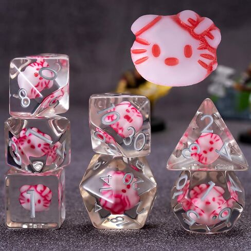 مجموعة زهر راتنج RPG ، D & D Polyehdral Resin Dice ، Polyhedral Soft Edge Dice للأبراج المحصنة والتنين in Kuwait