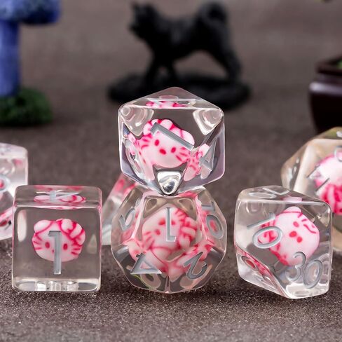 مجموعة زهر راتنج RPG ، D & D Polyehdral Resin Dice ، Polyhedral Soft Edge Dice للأبراج المحصنة والتنين in Kuwait