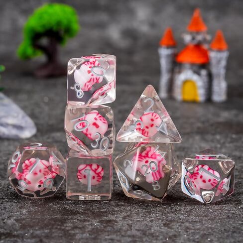 مجموعة زهر راتنج RPG ، D & D Polyehdral Resin Dice ، Polyhedral Soft Edge Dice للأبراج المحصنة والتنين in Kuwait