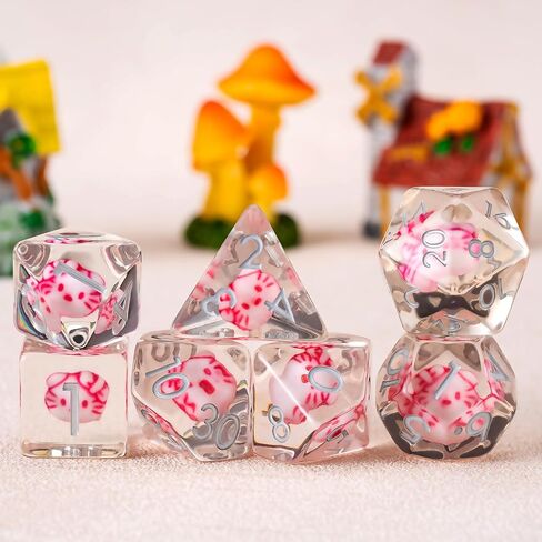 مجموعة زهر راتنج RPG ، D & D Polyehdral Resin Dice ، Polyhedral Soft Edge Dice للأبراج المحصنة والتنين in Kuwait