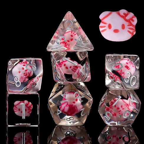 مجموعة زهر راتنج RPG ، D & D Polyehdral Resin Dice ، Polyhedral Soft Edge Dice للأبراج المحصنة والتنين in Kuwait