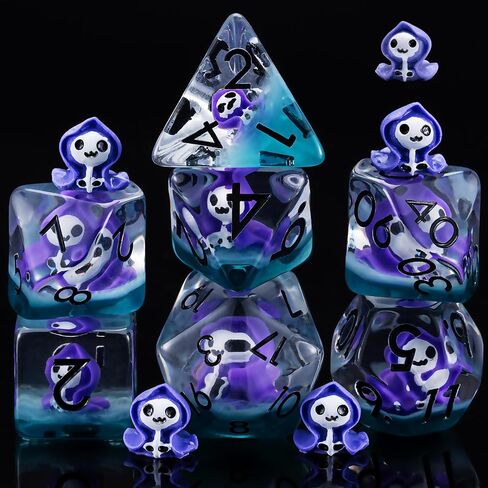 مجموعة زهر راتنج RPG ، D & D Polyehdral Resin Dice ، Polyhedral Soft Edge Dice للأبراج المحصنة والتنين in Kuwait