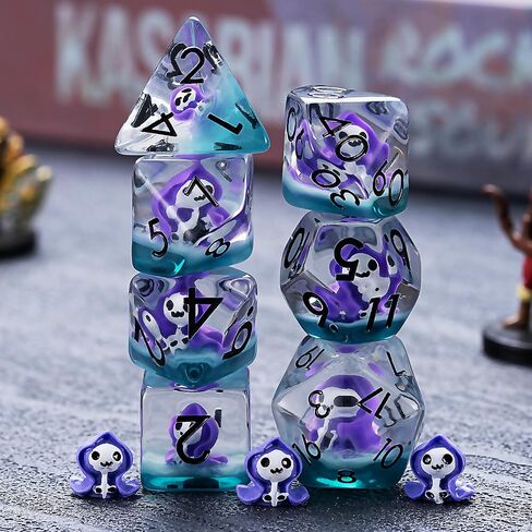 مجموعة زهر راتنج RPG ، D & D Polyehdral Resin Dice ، Polyhedral Soft Edge Dice للأبراج المحصنة والتنين in Kuwait