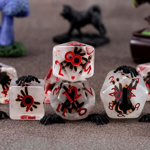 مجموعة زهر راتنج RPG ، D & D Polyehdral Resin Dice ، Polyhedral Soft Edge Dice للأبراج المحصنة والتنين in Kuwait