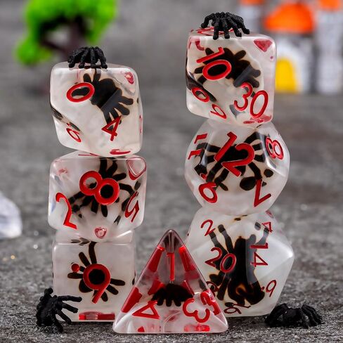 مجموعة زهر راتنج RPG ، D & D Polyehdral Resin Dice ، Polyhedral Soft Edge Dice للأبراج المحصنة والتنين in Kuwait