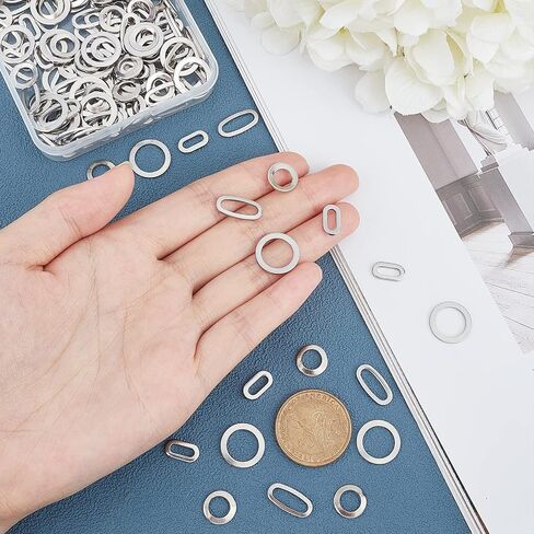 UNICRAFTALE About 160pcs 2 Sizes Ring/Oval Linking Ring Stainless Steel Linking Circle Connectors Metal Charm for Bracelet Necklace Jewelry Making Stainless Steel Color in Saudi Arabia