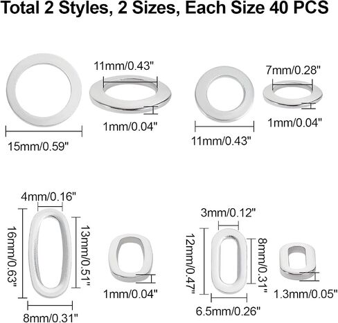 UNICRAFTALE About 160pcs 2 Sizes Ring/Oval Linking Ring Stainless Steel Linking Circle Connectors Metal Charm for Bracelet Necklace Jewelry Making Stainless Steel Color in Saudi Arabia